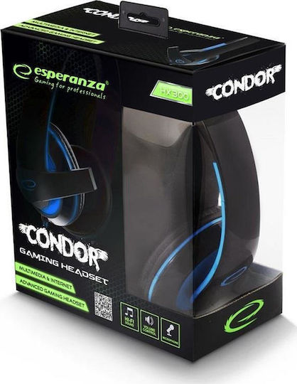 Esperanza Condor Over Ear Gaming Headset with 3.5 mm Connectivity Blue