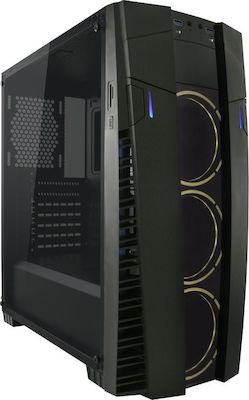 LC-Power Gaming 992B Solar Flare Midi Tower Κουτί Υπολογιστή με Πλαϊνό Παράθυρο και RGB Φωτισμό Μαύρο