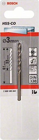 Bosch Drill HSS-Co HSS with Cylindrical Shank for Metal 3x33mm