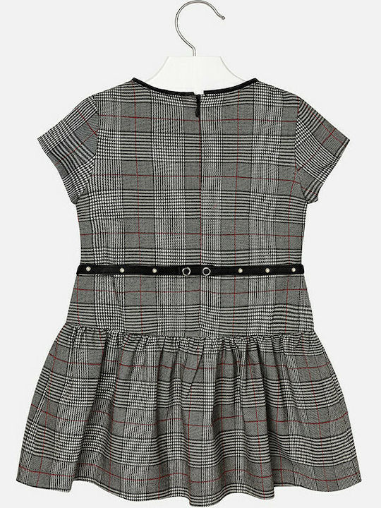 Mayoral Kids Dress Checked Short Sleeve Gray