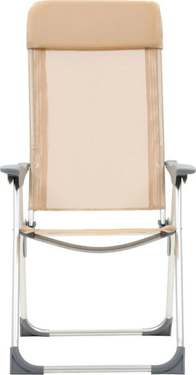 vidaXL Chair Beach Aluminium Beige 57x73.5cm Set of 4pcs