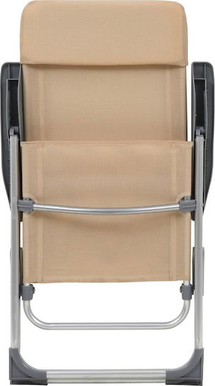 vidaXL Chair Beach Aluminium Beige 57x73.5cm Set of 4pcs
