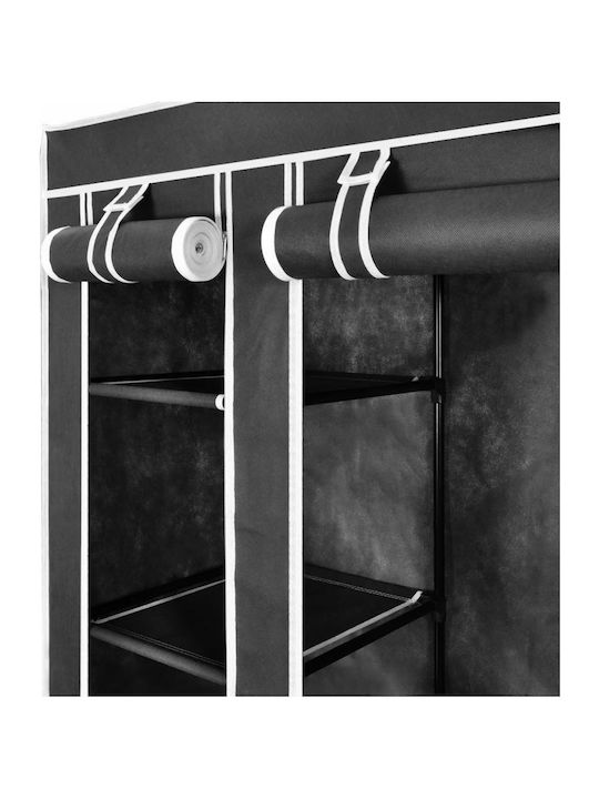 vidaXL Fabric Wardrobe with Zipper and Shelves in Black Color 150x45x176cm