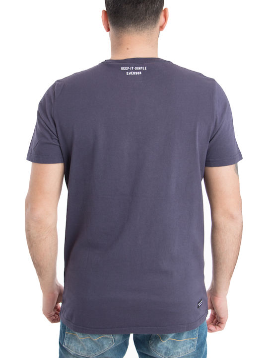 Emerson Ανδρικό T-shirt Dark Purple Με Στάμπα