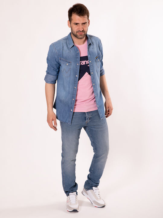 Western Denim Long-sleeved Denim Shirt Blue