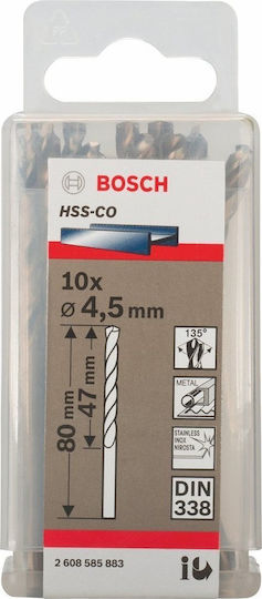 Bosch Set of 10 Drills Cobaltium with Cylindrical Shank for Metal