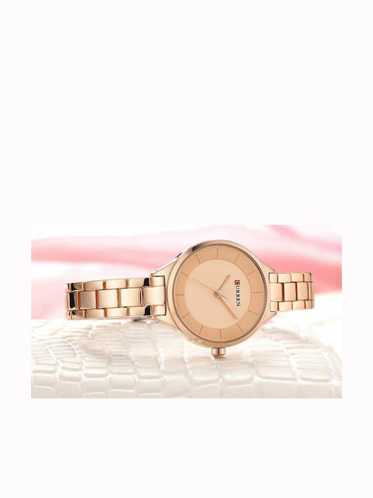 Curren Women's Watch with Pink Gold Metal Bracelet
