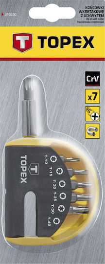 Topex Σετ 7 Μύτες Κατσαβιδιού Torx Σετ Μύτες Torx & Αντάπτορας