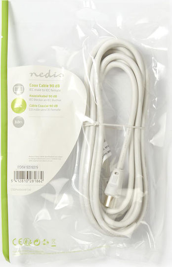 Nedis Antenna Cable Coax male - Coax female White 3m (CSGP40000WT30) 1pcs