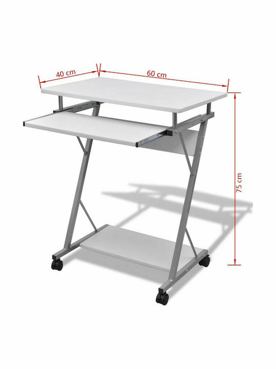 Computer Büro Holz Weiß mit Metallbeinen 60x40x75cm