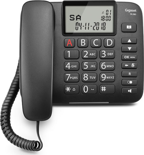 Gigaset DL380 Corded Office Phone for Elderly Black S30850-S217-R601