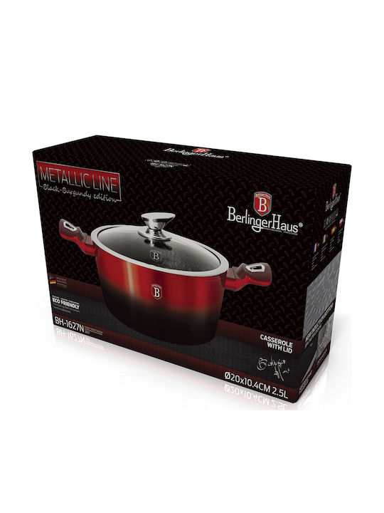 Berlinger Haus Metallic Line Aluminum Stockpot 6.1lt / 28cm Black-Burgundy N