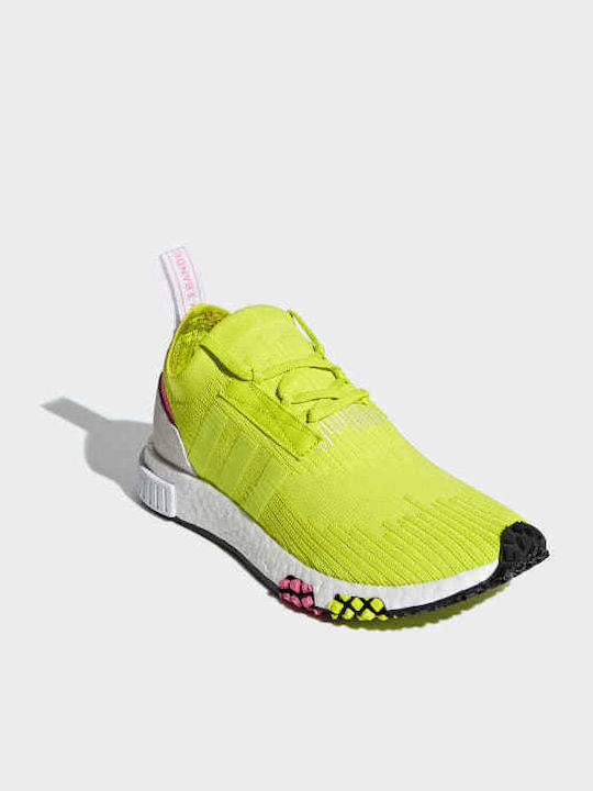 Adidas NMD_Racer Primeknit Γυναικεία Sneakers Semi Solar Yellow / Cloud White