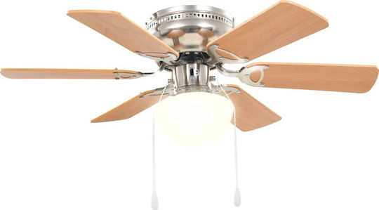 vidaXL Ceiling Fan 82cm with Light Fixture Brown / Silver