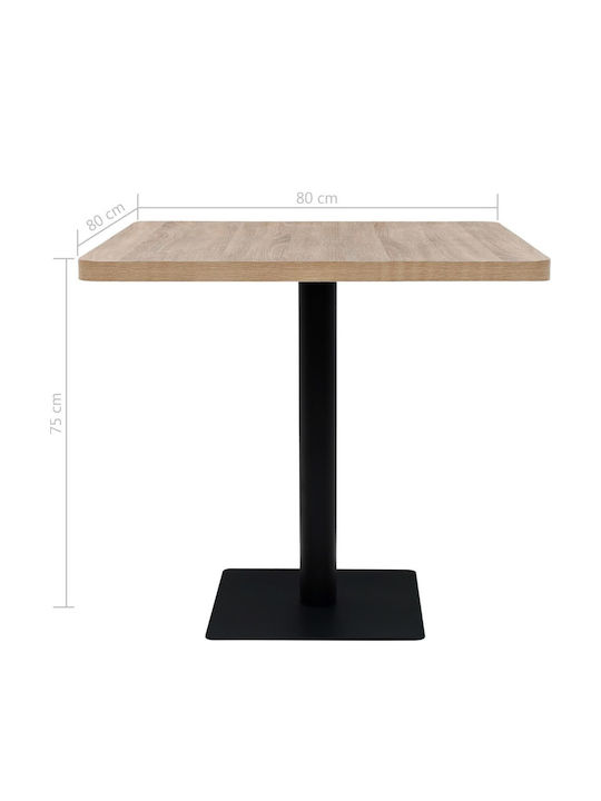 Square Table Tavern Wooden with Metal Frame Black 80x80x75cm