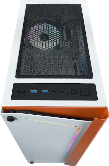 Azza Apollo 430 Gaming Midi Tower Κουτί Υπολογιστή με Πλαϊνό Παράθυρο και RGB Φωτισμό Λευκό