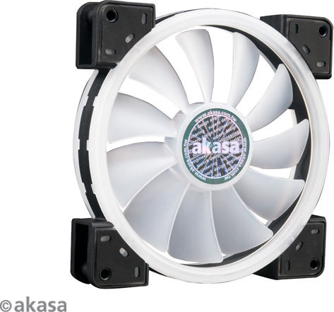 Akasa Vegas TLY Case Fan 140mm (1200rpm / 41.2cfm) with RGB Lighting and 3-Pin Connection White