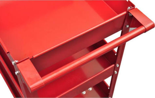 vidaXL Wheeled Metallic Tool Carrier 3 Slot W84xD41xH78cm