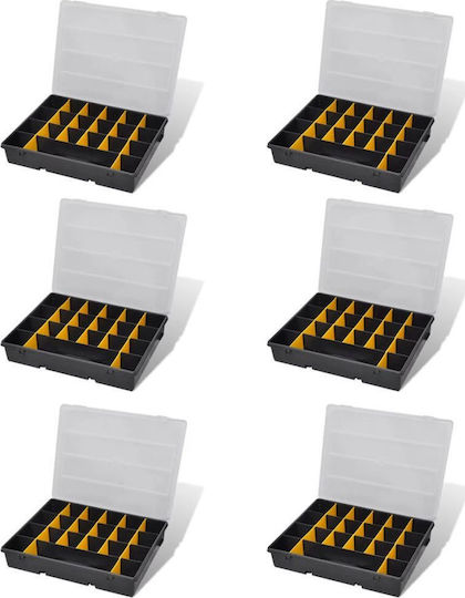 vidaXL Tool Compartment Organisers 21 Slot Adjustable Black 36x28x6.5cm 6pcs