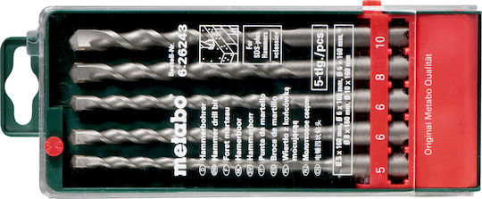 Metabo Σετ 5 Τρυπάνια Καρβιδίου με SDS Plus Στέλεχος για Δομικά Υλικά