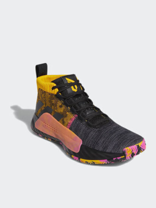 Dame 5 High Basketball Shoes Core Black / Shock Pink