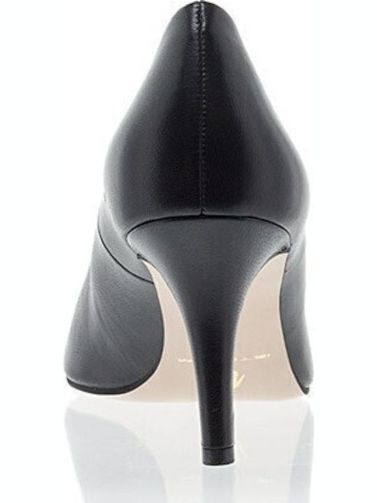 Leather Pointed Toe Stiletto Black High Heels
