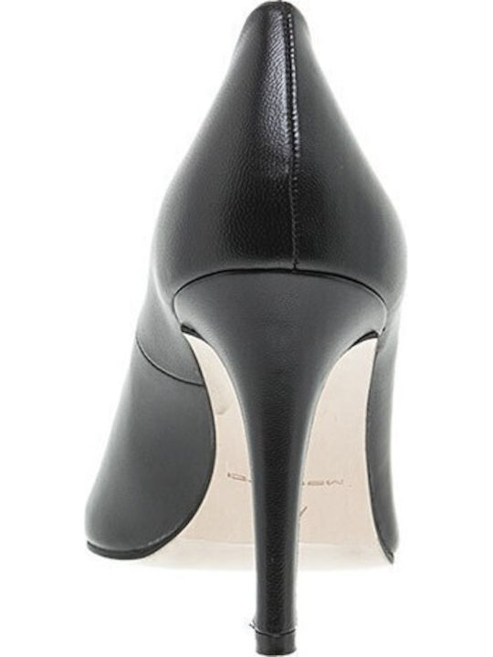 Leather Pointed Toe Stiletto Black High Heels