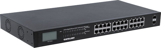 Intellinet Unmanaged L2 PoE+ Switch με 24 Θύρες Gigabit (1Gbps) Ethernet και 2 SFP Θύρες