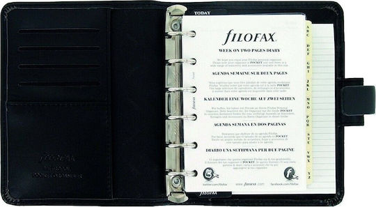 Filofax Metropol Pocket Weekly Organizer Black Leather 14.6x14.6cm