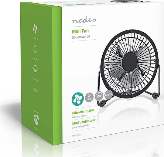 Nedis Metal Mini Ventilator USB Schwarz