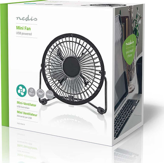 Nedis Metal Mini Ventilator USB Schwarz