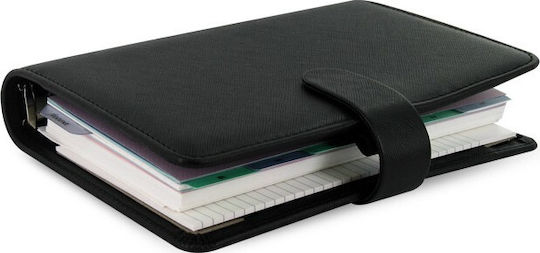 Filofax Седмичен Организатор Saffiano Personal Черен Кожен 18.8x18.8см