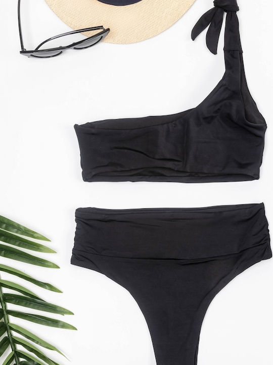 BP-2116 Bikini Top One Shoulder Black