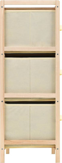 Storage Drawers from Wood & Fabric Natural / White M59xW28xH75cm