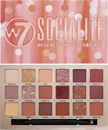 W7 Cosmetics Socialite Palette with Eye Shadows in Pressed Powder Form 17gr