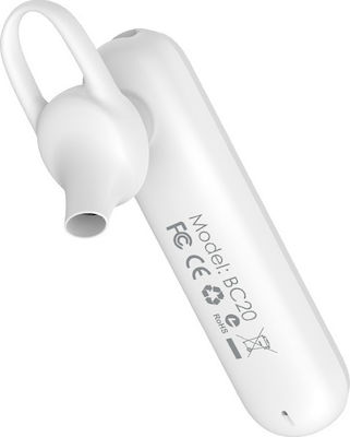 Borofone BC20 In-ear Bluetooth Handsfree Ακουστικό Λευκό