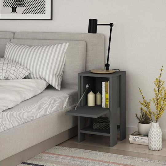Wooden Bedside Table Ema Anthracite 30x30x55cm