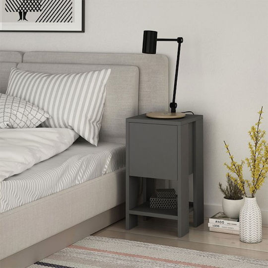 Wooden Bedside Table Ema Anthracite 30x30x55cm