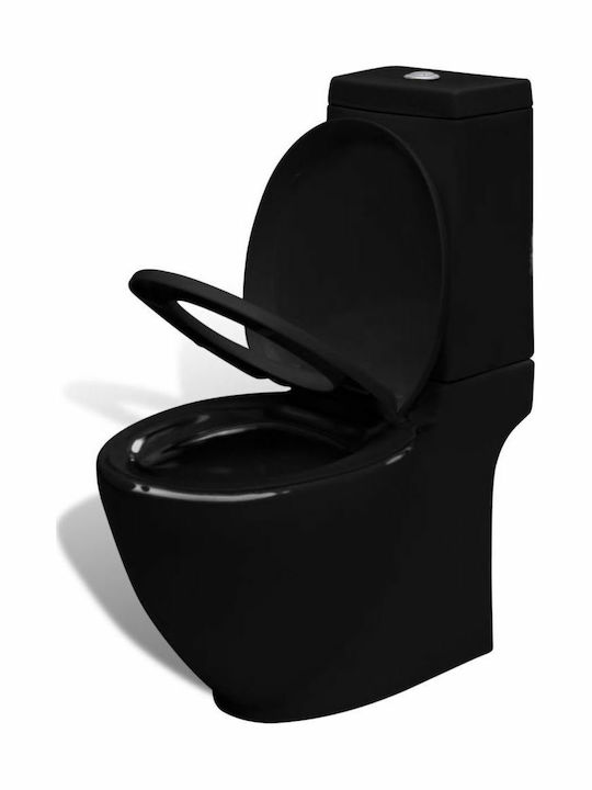 vidaXL Floor-Standing Toilet Bottom Siphon with Flush Black