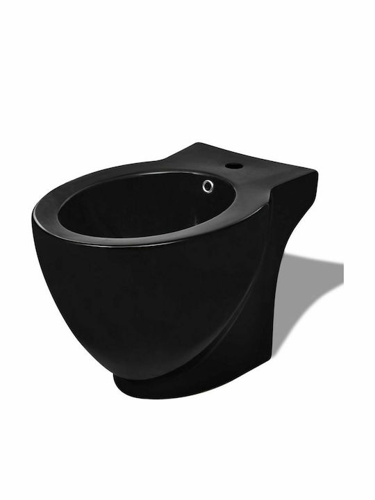vidaXL Λεκάνη Δαπέδου με Καζανάκι με Κάλυμμα Soft Close Μαύρη
