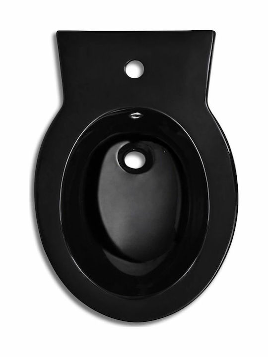 vidaXL Stehende Toilette mit Spülung mit Deckel Sanftes Schließen Schwarz