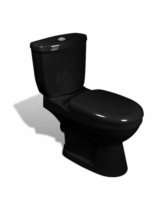 vidaXL Λεκάνη Δαπέδου με Καζανάκι με Κάλυμμα Soft Close Μαύρη