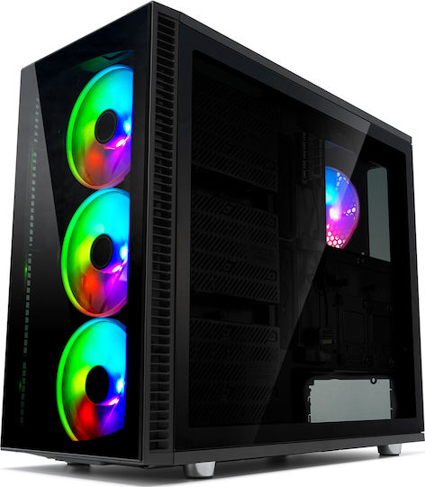 Fractal Design Define S2 Vision RGB Геймърско бюро Пълна кула Компютърна кутия със страничен прозорец Черен