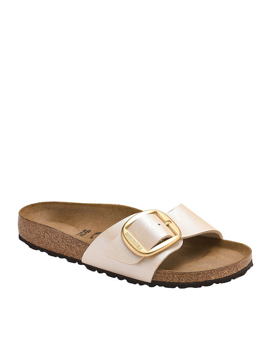 Madrid Big Buckle Birko-Flor Women's Anatomic Sandals Graceful Pearl White Narrow Fit
