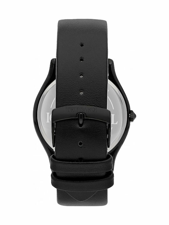 Trussardi T Light Herrenuhr 43mm Batterie mit Schwarz Lederarmband