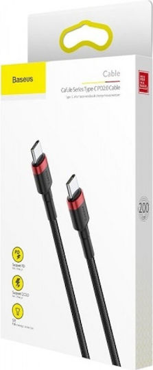 Baseus Cafule Braided USB 2.0 Cable USB-C Male - USB-C 60W PD Black 2m CATKLF-H91