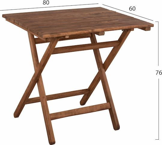 Wooden Masa pentru spații exterioare mici Pliabil Limnos Nuci 80x60x76buc