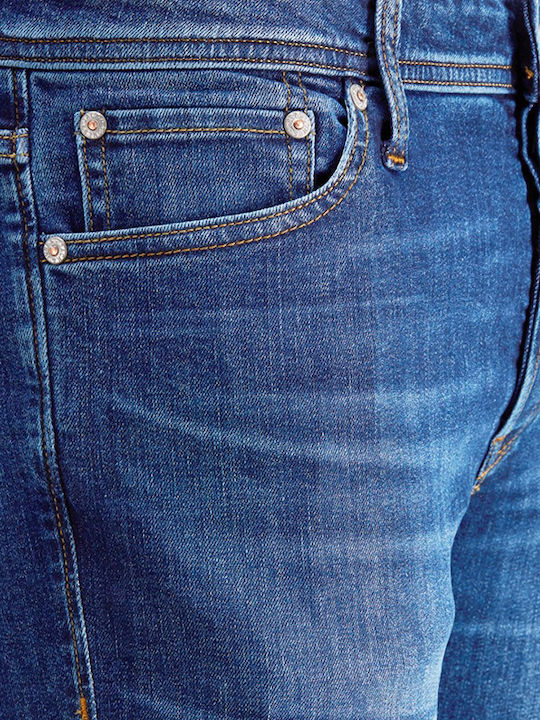 Ανδρικό Παντελόνι Τζιν Ελαστικό με Slim Straight Εφαρμογή Denim Blue