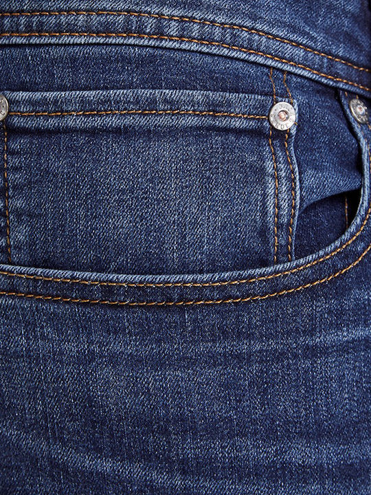 Ανδρικό Παντελόνι Τζιν Ελαστικό με Slim Straight Εφαρμογή Denim Blue