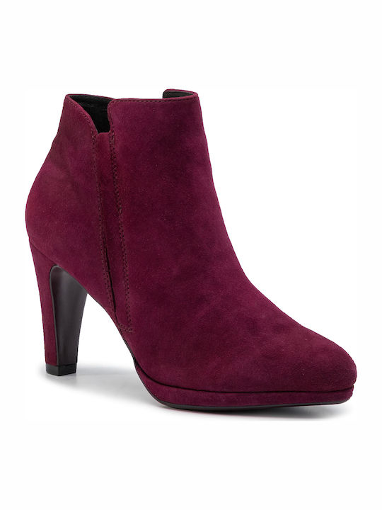 Caprice Suede Women's Ankle Boots Burgundy